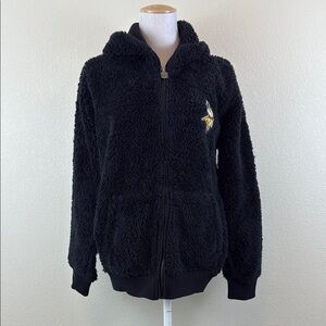 NFL Vikings Pro Line Black Fuzzy Hoodie Size Large
